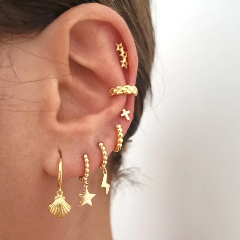 925 Sterling Silver Needle Vintage Gold Earrings Luxury Long Chain Tassel Crystal Hoop Earrings for Women Party Trend Jewelry