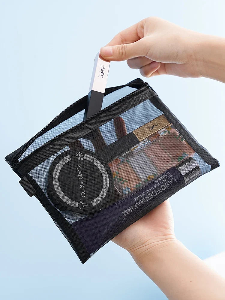 1/3pcs Mesh Clear Cosmetic Bags Small Large Black Makeup Bag Portable Travel Toiletry Organizer Case Lipstick Storage Pouch