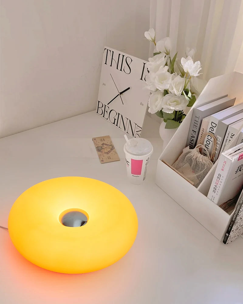 Bauhaus table lamp USB plug bedroom bedside lamp living room dining room decoration donut ambient light(Not glass)