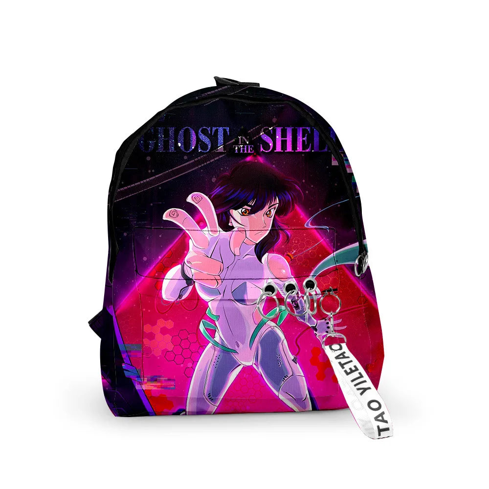 Cartoon Popular ghost in the shell School Bag Cute Small Travel Bags 3D Print Oxford Waterproof Key Chain Notebook Backpacks