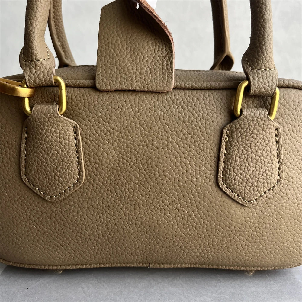 High-Quali Top-Layer Cowhide Leather Boston Sle Women's Handbag Faionable oulder Crossbody Bag with Quali Texture