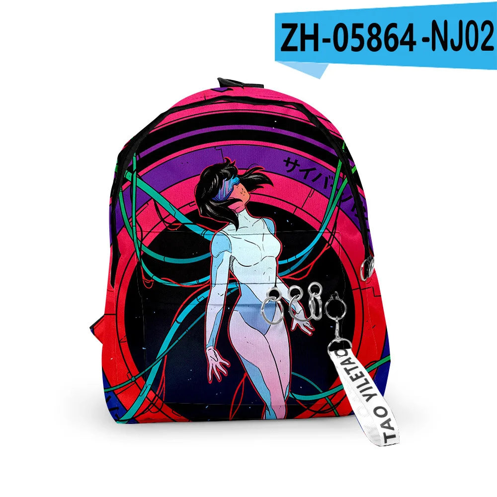 Cartoon Popular ghost in the shell School Bag Cute Small Travel Bags 3D Print Oxford Waterproof Key Chain Notebook Backpacks