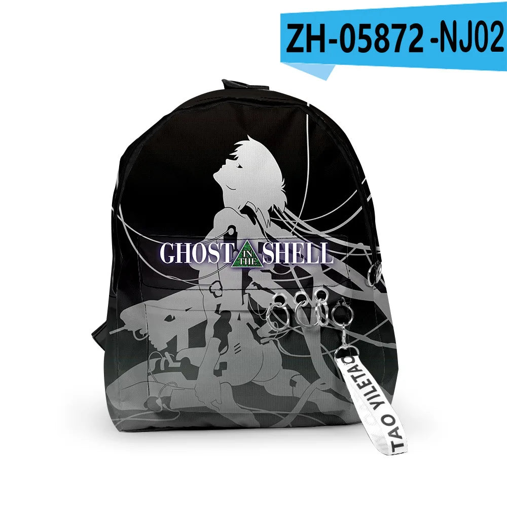 Cartoon Popular ghost in the shell School Bag Cute Small Travel Bags 3D Print Oxford Waterproof Key Chain Notebook Backpacks