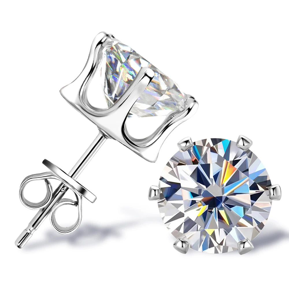 0.1-3ct Moissanite Diamond Stud Earrings for Women Men 925 Silver Original Certified Plated 18k Gold Earring Wedding  Jewelry