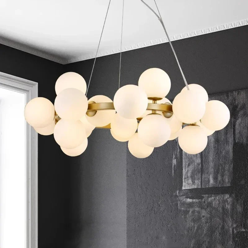 2025 Modern Glass Bubble Pendant Lamp Round Chandelier Light Fixture for Living Room Dining Room Bedroom Kitchen