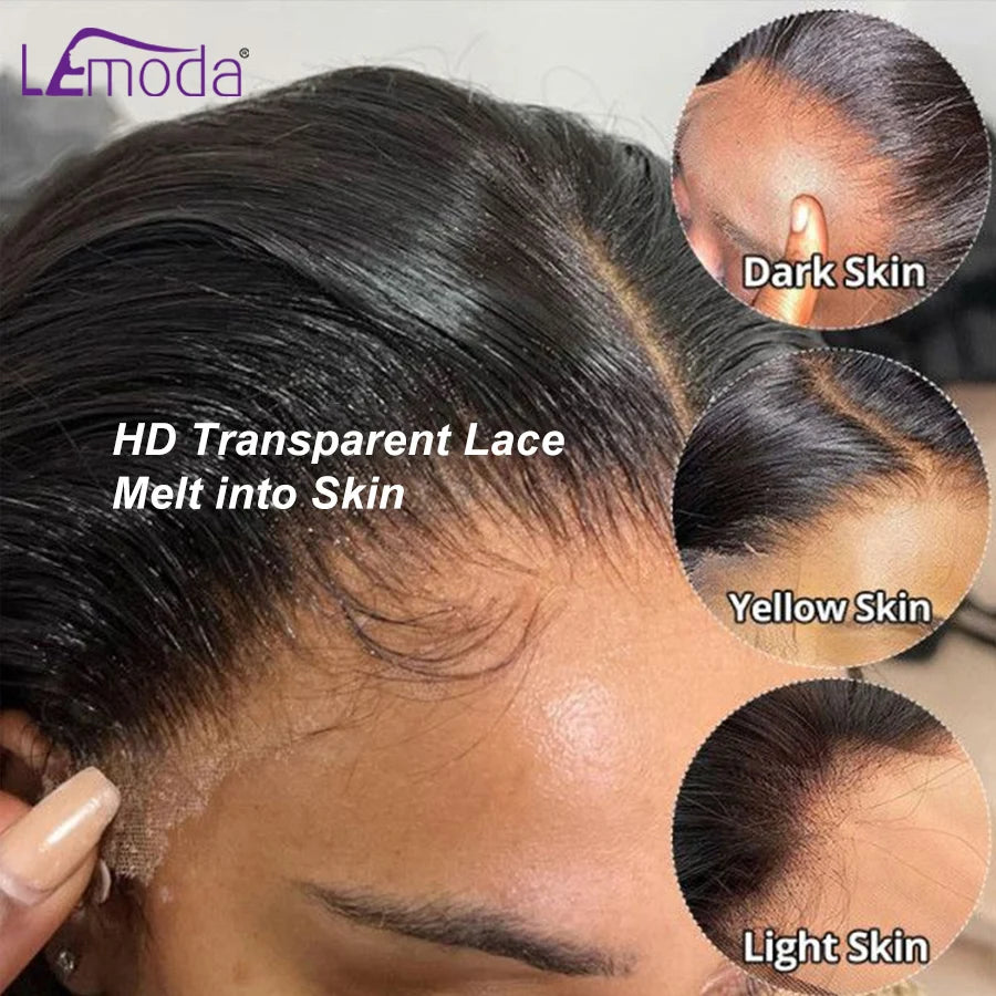 13x6 HD Lace Frontal Wig 13x4 Lace Front Human Hair Wigs Lemoda Remy Wig For Women 34 32 Inch Straight Transparent Lace Wig