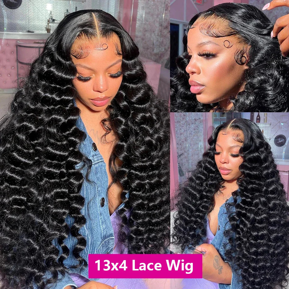 200 Density Loose Wave 13x6 Lace Front Human Hair Wig 30 40Inch Loose Deep Wave 13x4 HD Lace Frontal Wig Curly Wigs For Women
