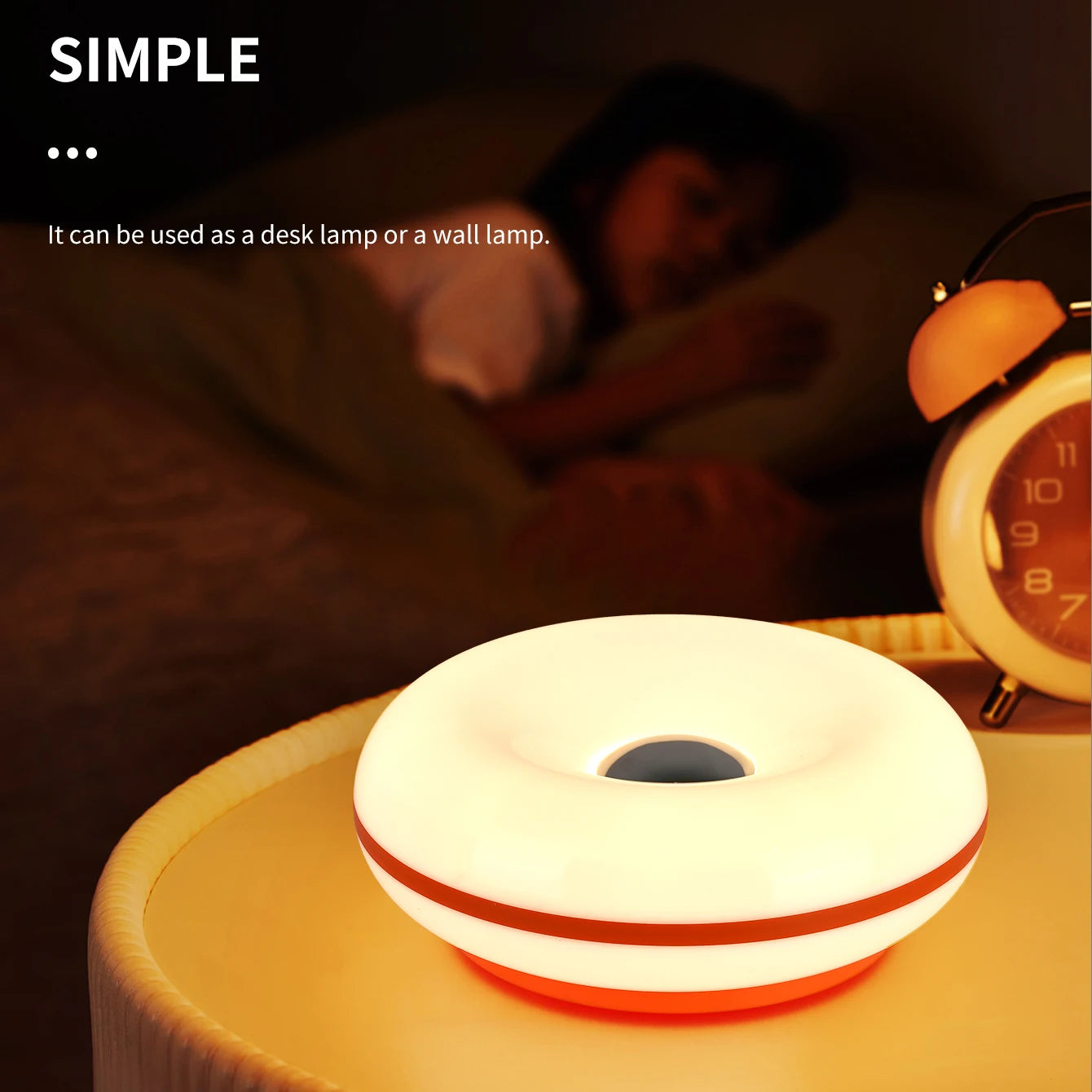 Bauhaus table lamp USB plug bedroom bedside lamp living room dining room decoration donut ambient light(Not glass)