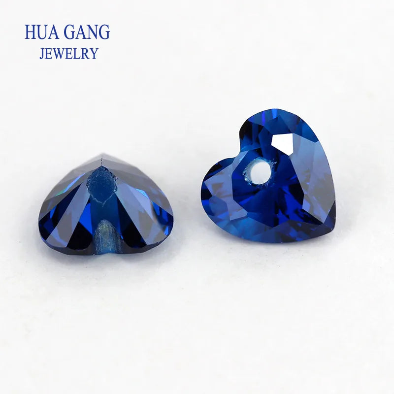 5A Single Hole Heart Shape Cubic Zirconia Stone sapphire Tanzanite aquamarine Green Loose CZ Stones Synthetic Gems Beads