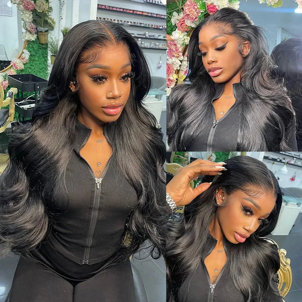 250 Density Body Wave 13x6 HD Transparent Lace Front Human Hair Wigs For Women 13x4 360 Lace Frontal Brazilian Wigs Pre Plucke