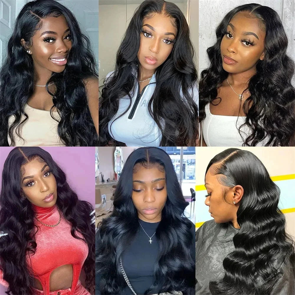 250 Density Body Wave 13x6 HD Transparent Lace Front Human Hair Wigs For Women 13x4 360 Lace Frontal Brazilian Wigs Pre Plucke