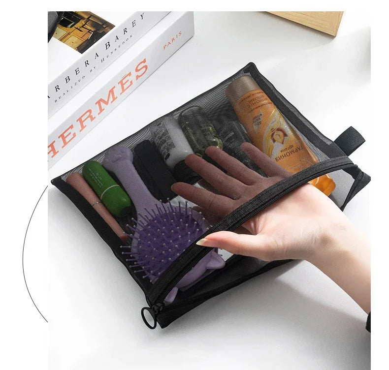 1/3pcs Mesh Clear Cosmetic Bags Small Large Black Makeup Bag Portable Travel Toiletry Organizer Case Lipstick Storage Pouch