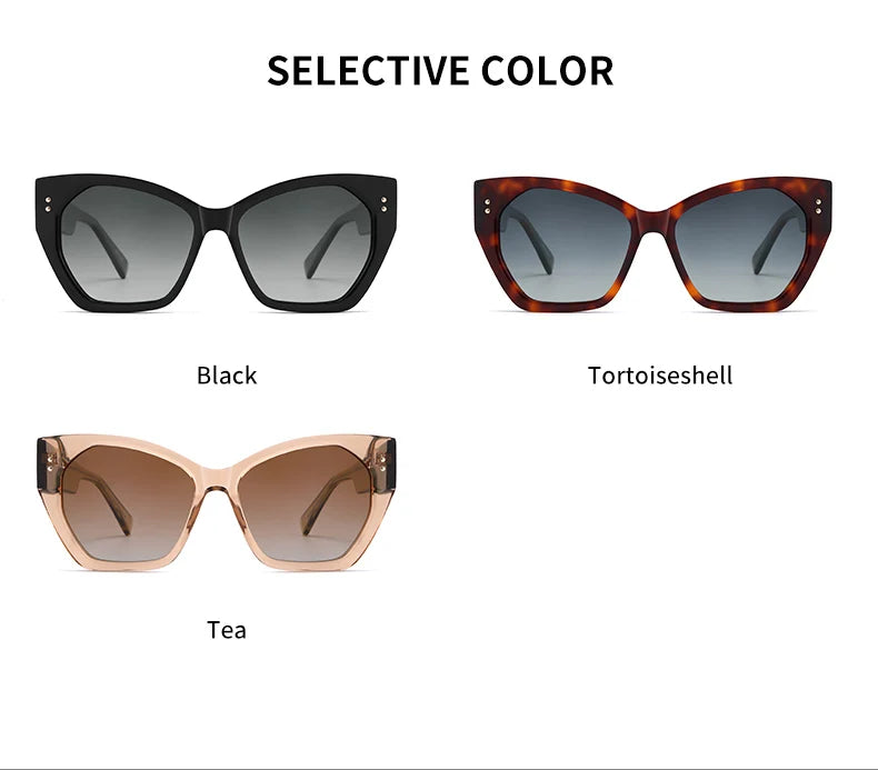 GCV Brand Acetate Appearance Patent Design Women's Butterfly Rectangular Triangle Polarized Sunglasses UV400 Fashion