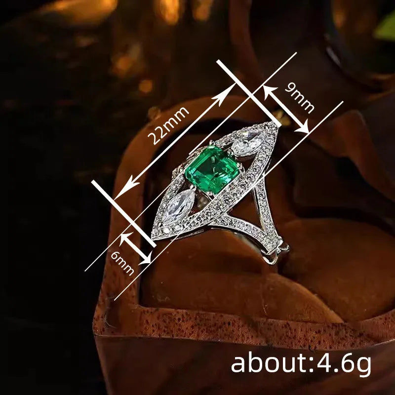 925 Sterling Silver Large Amethyst Gem Horse Eye Zircon Female High Quality Party Jewelry Elegant CZ Stone Ring for Women
