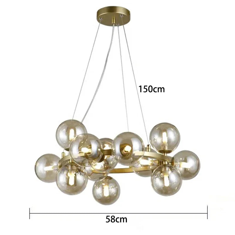 2025 Modern Glass Bubble Pendant Lamp Round Chandelier Light Fixture for Living Room Dining Room Bedroom Kitchen