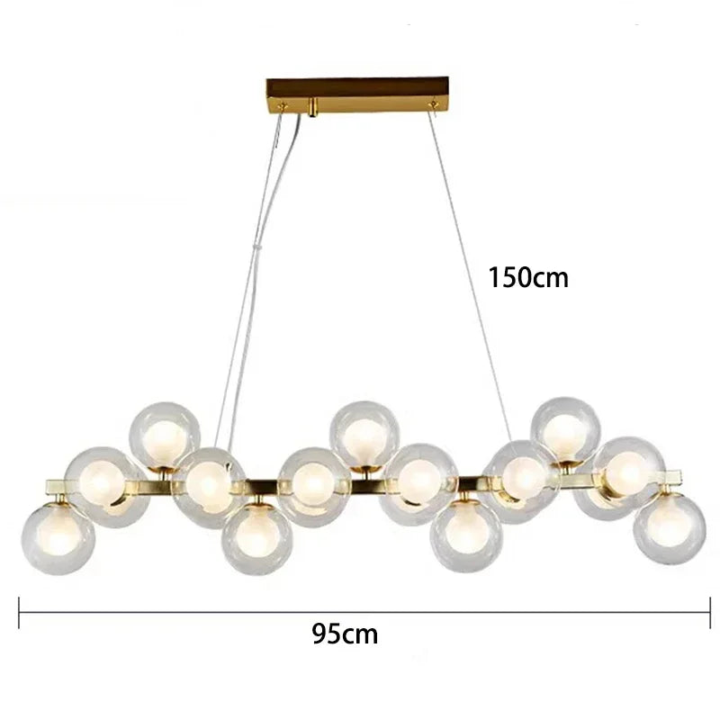 2025 Modern Glass Bubble Pendant Lamp Round Chandelier Light Fixture for Living Room Dining Room Bedroom Kitchen