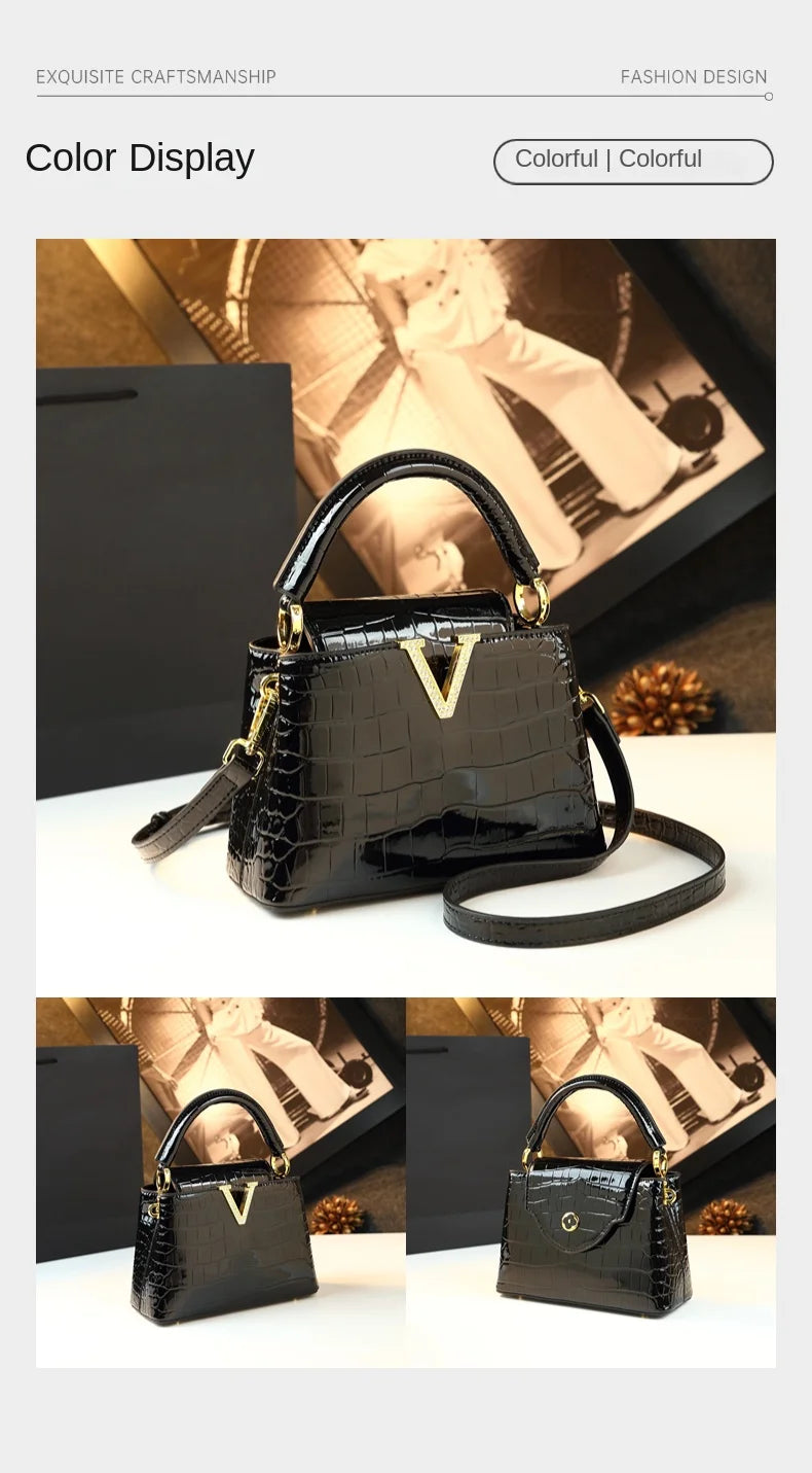 2025 New Crocodile Pattern Leather Women Handbags Luxury Fashion Small Shoulder Messenger Bag Portable Crossbody Shell Bags