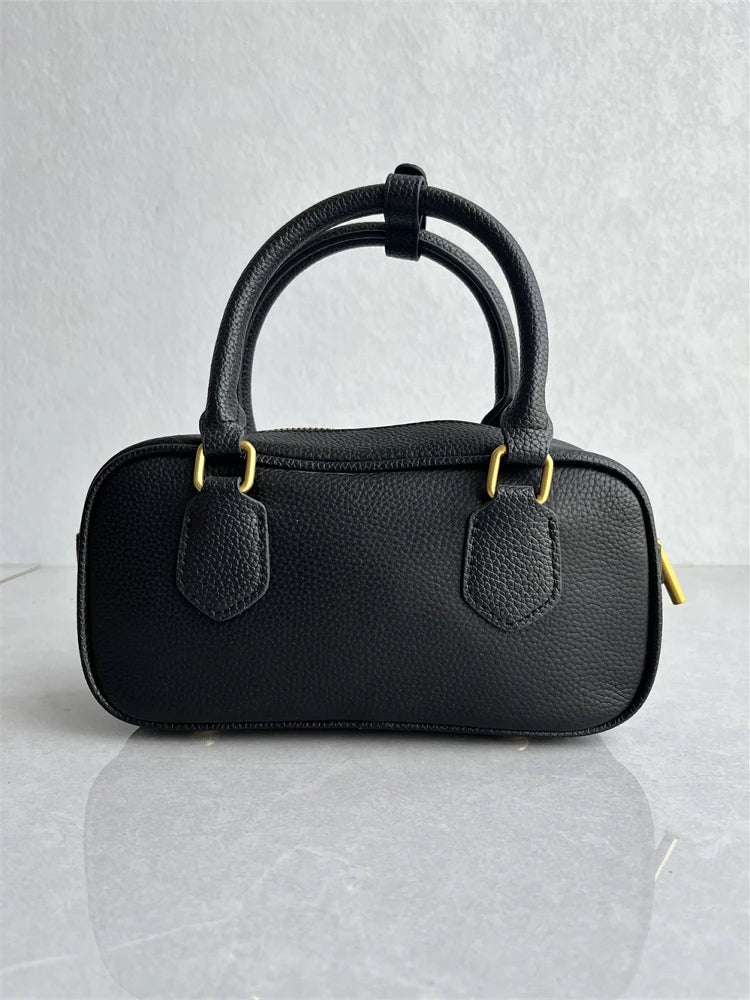 High-Quali Top-Layer Cowhide Leather Boston Sle Women's Handbag Faionable oulder Crossbody Bag with Quali Texture