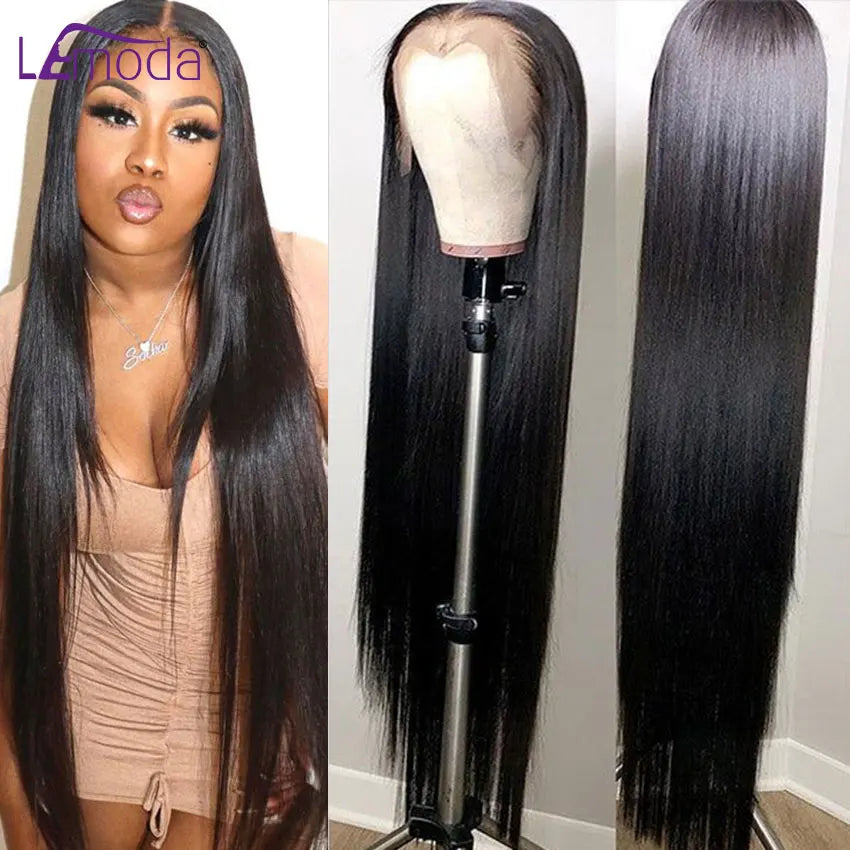 13x6 HD Lace Frontal Wig 13x4 Lace Front Human Hair Wigs Lemoda Remy Wig For Women 34 32 Inch Straight Transparent Lace Wig