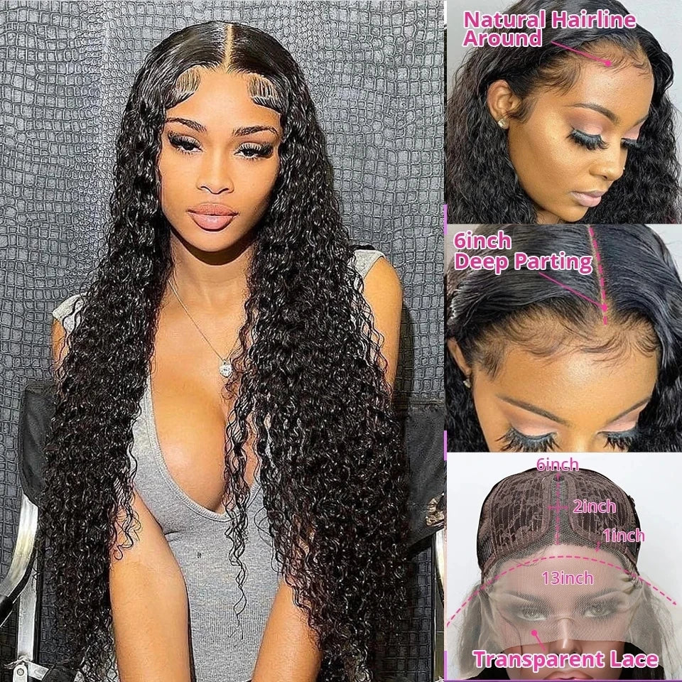 Curly Lace Front Human Hair Wigs For Black Women Pre Plucked Remy Brazilian Hair 13x4 Deep Wave Frontal Wig 13x6 Hd Lace Wig