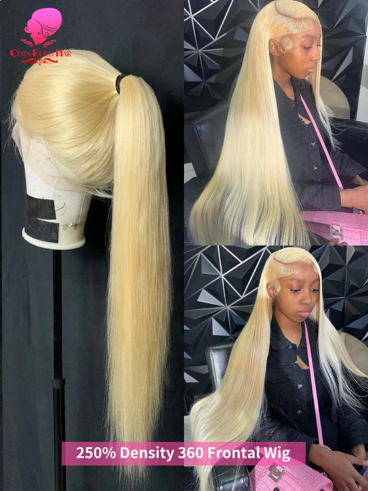 38 Inches 250 Density 360 Lace Frontal Wigs Straight Lace Frontal Wig 13x4 13x6 Blonde 613 Lace Front Human Hair Wigs For Women