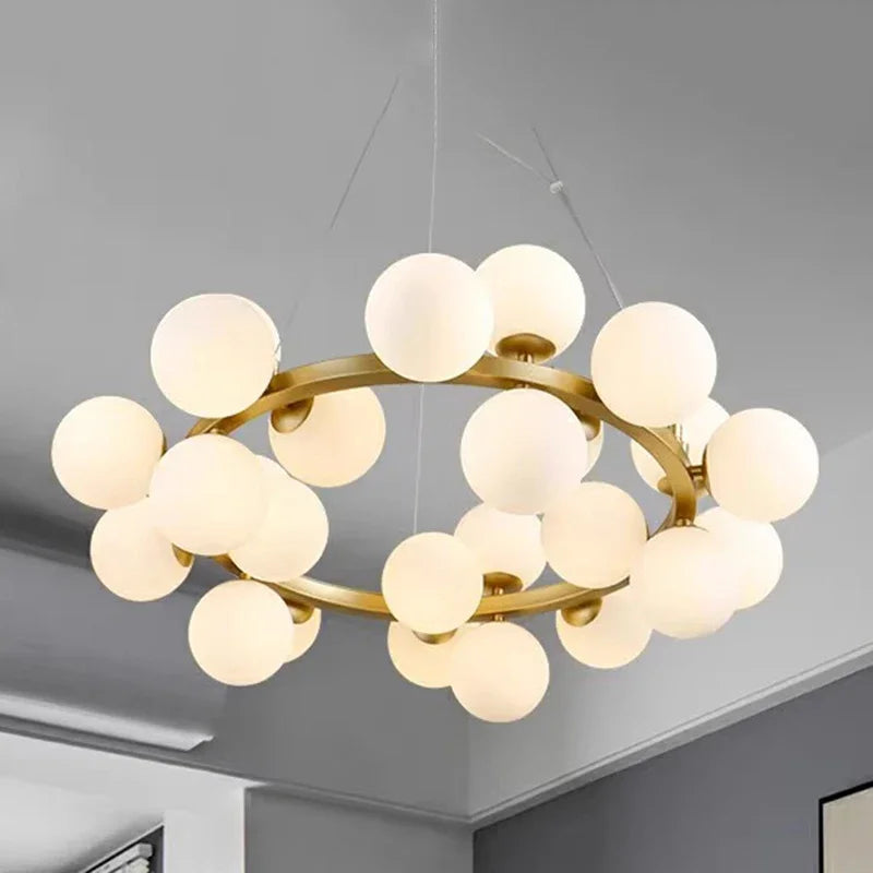 2025 Modern Glass Bubble Pendant Lamp Round Chandelier Light Fixture for Living Room Dining Room Bedroom Kitchen