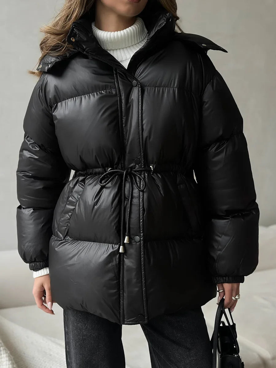 2025 New Fashion Warm Padded Jacket Women Winter Parkas Long Sleeve Hooded Bread Cotton Clothes Female Thick Jacket Outerwear
