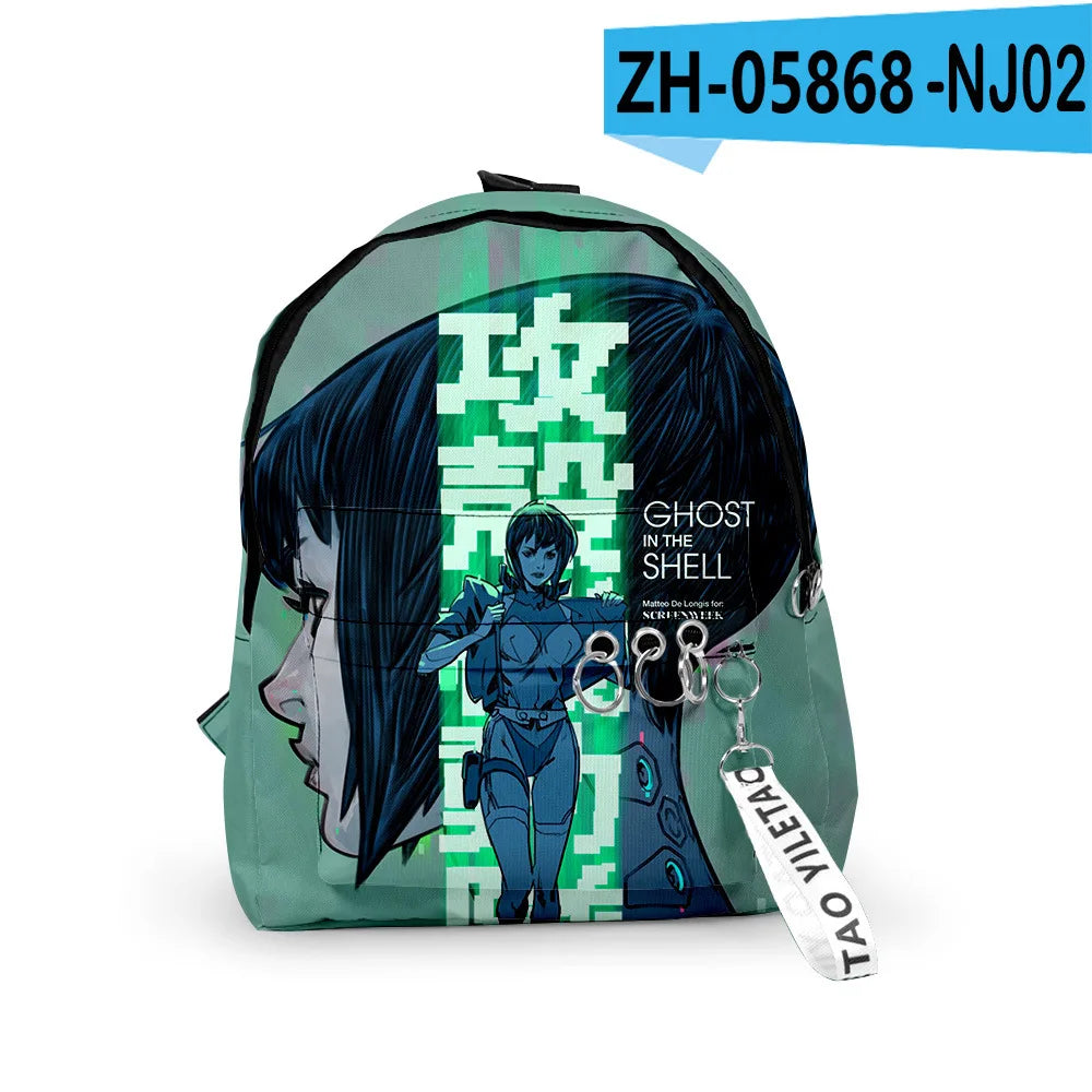 Cartoon Popular ghost in the shell School Bag Cute Small Travel Bags 3D Print Oxford Waterproof Key Chain Notebook Backpacks