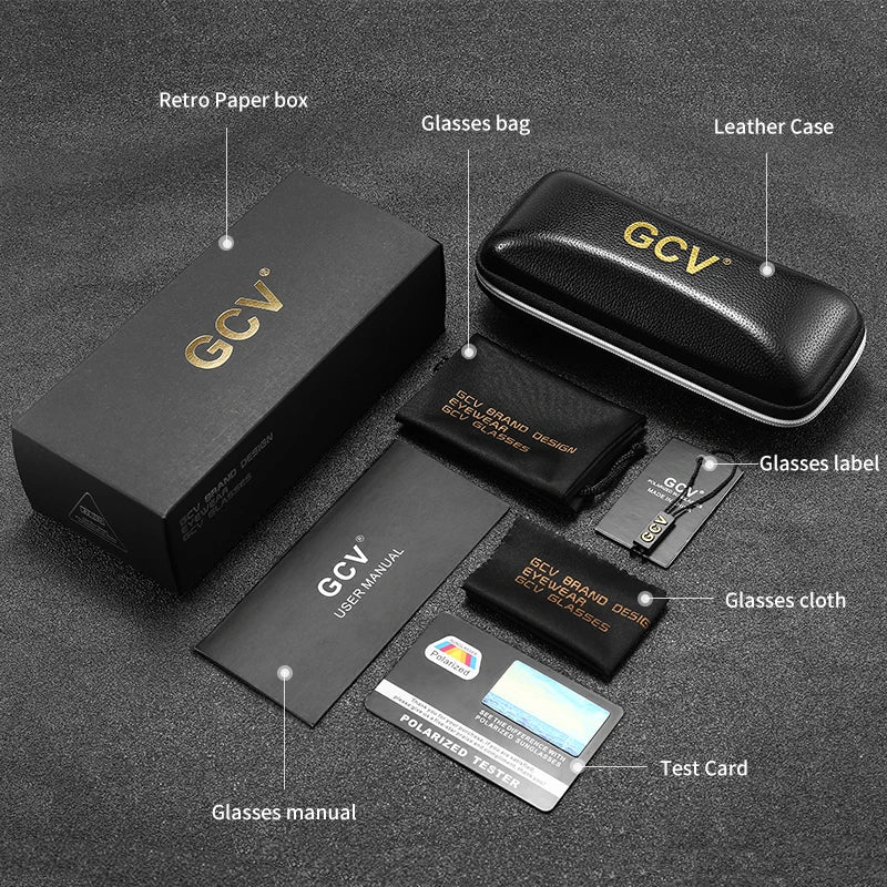 GCV brand classic retro women's rectangular square metal frame glasses, sunglasses, Polaroid lenses,Box Oculos De Sol Gafas
