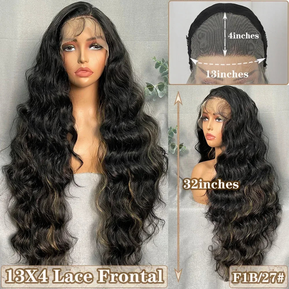 Light Brown Synthetic Lace Wigs X-TRESS Super Long Loose Wave 13x4 Lace Frontal Hair Wig with Baby Hair Daily Fashion New Style