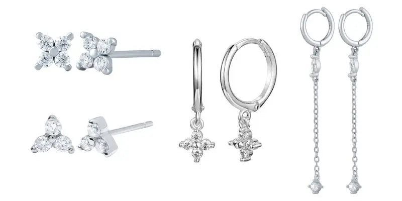 925 Sterling Silver Ear Needle Fashion Hoop Earrings White Crystal Luxury Women's Silver Earrings Wedding Women's Jewelry Gift