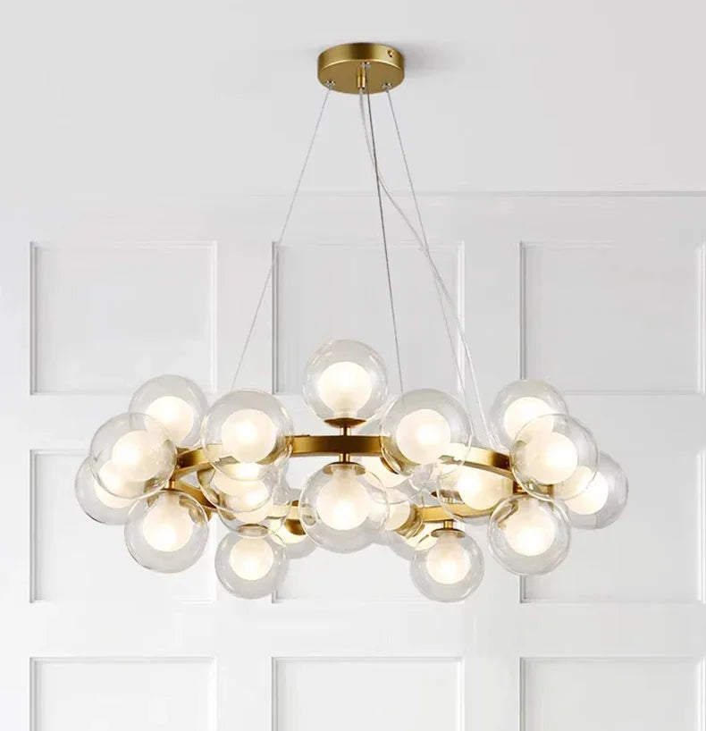 2025 Modern Glass Bubble Pendant Lamp Round Chandelier Light Fixture for Living Room Dining Room Bedroom Kitchen