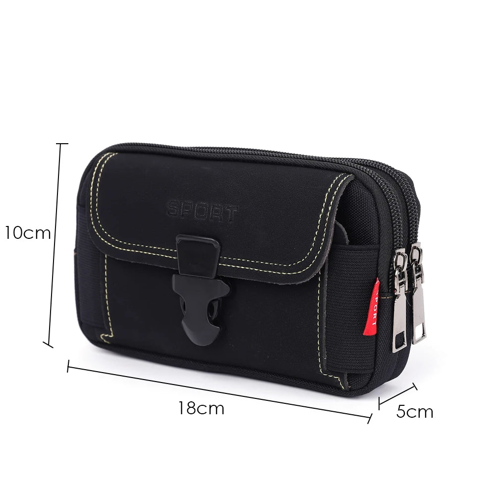 Canvas Waist Pocket Male Outdoor Fanny Bum Bag Purse Business Mobile Phone Pouch Running Pouch Travel Camping Bags