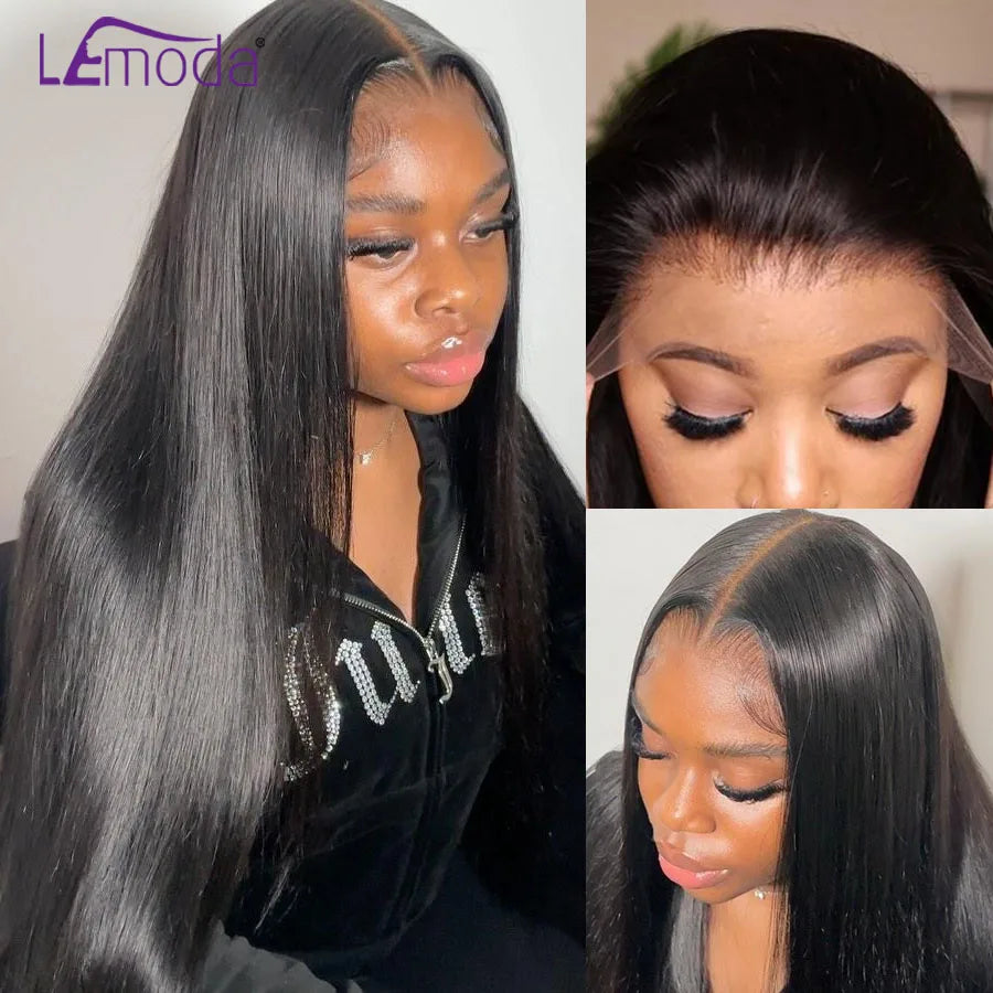 13x6 HD Lace Frontal Wig 13x4 Lace Front Human Hair Wigs Lemoda Remy Wig For Women 34 32 Inch Straight Transparent Lace Wig