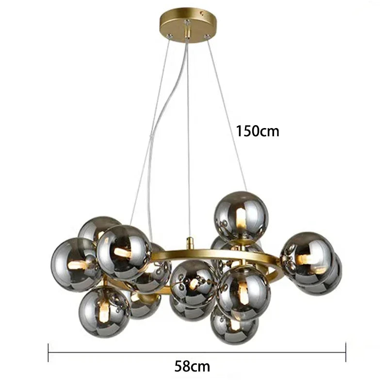 2025 Modern Glass Bubble Pendant Lamp Round Chandelier Light Fixture for Living Room Dining Room Bedroom Kitchen