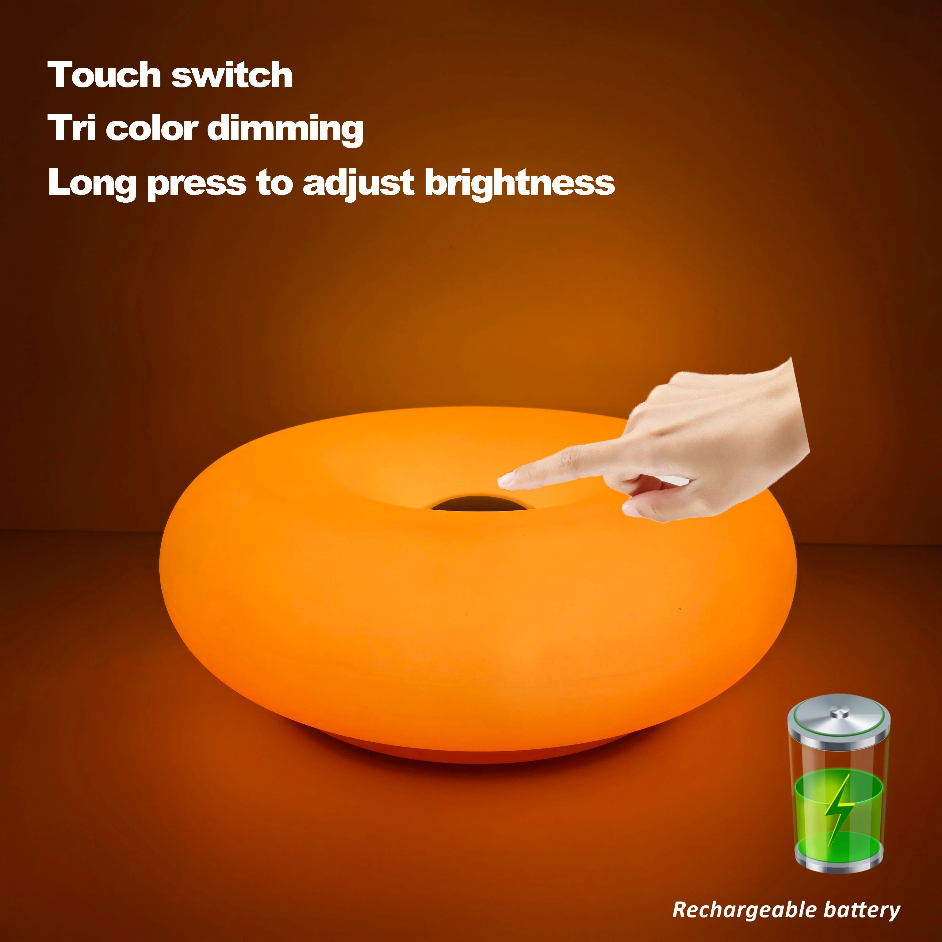 Bauhaus table lamp USB plug bedroom bedside lamp living room dining room decoration donut ambient light(Not glass)