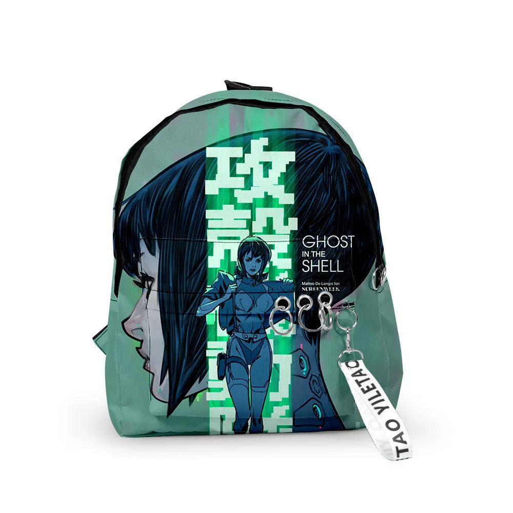Cartoon Popular ghost in the shell School Bag Cute Small Travel Bags 3D Print Oxford Waterproof Key Chain Notebook Backpacks