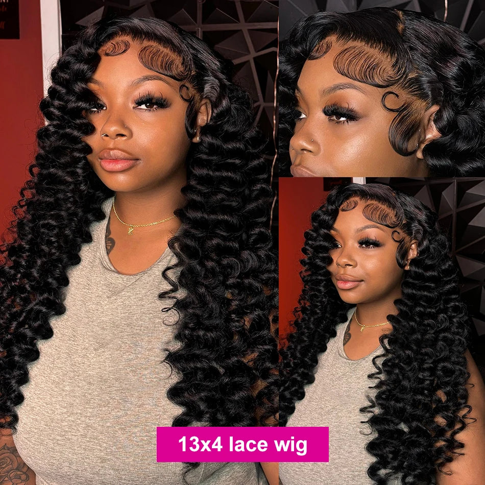 200 Density Loose Wave 13x6 Lace Front Human Hair Wig 30 40Inch Loose Deep Wave 13x4 HD Lace Frontal Wig Curly Wigs For Women