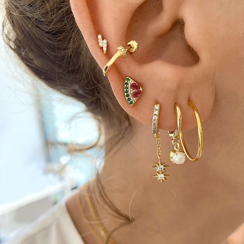925 Sterling Silver Needle Vintage Gold Earrings Luxury Long Chain Tassel Crystal Hoop Earrings for Women Party Trend Jewelry