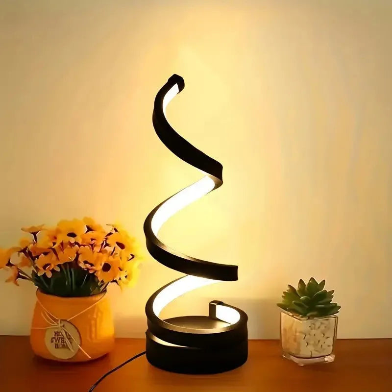 EISSLOLY Bedroom Bedside Table Lamp, Dimmable, Small Spiral Decorative Lamp for Home Office, Modern Nightstand Lamp.