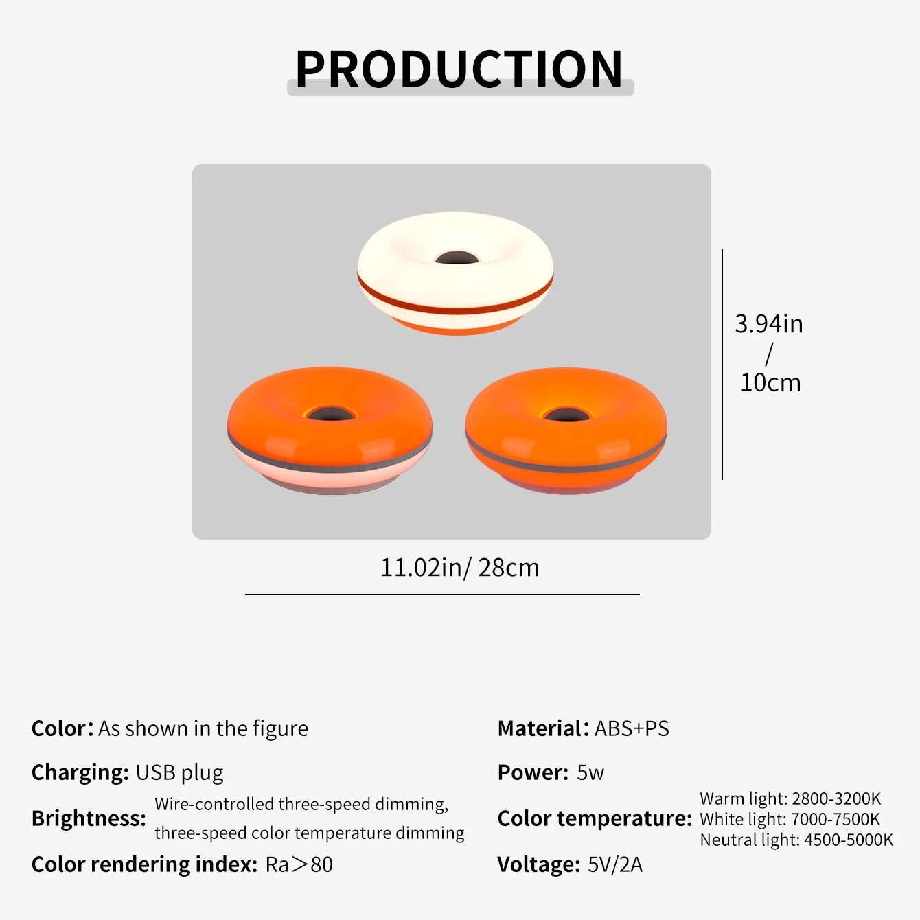 Bauhaus table lamp USB plug bedroom bedside lamp living room dining room decoration donut ambient light(Not glass)