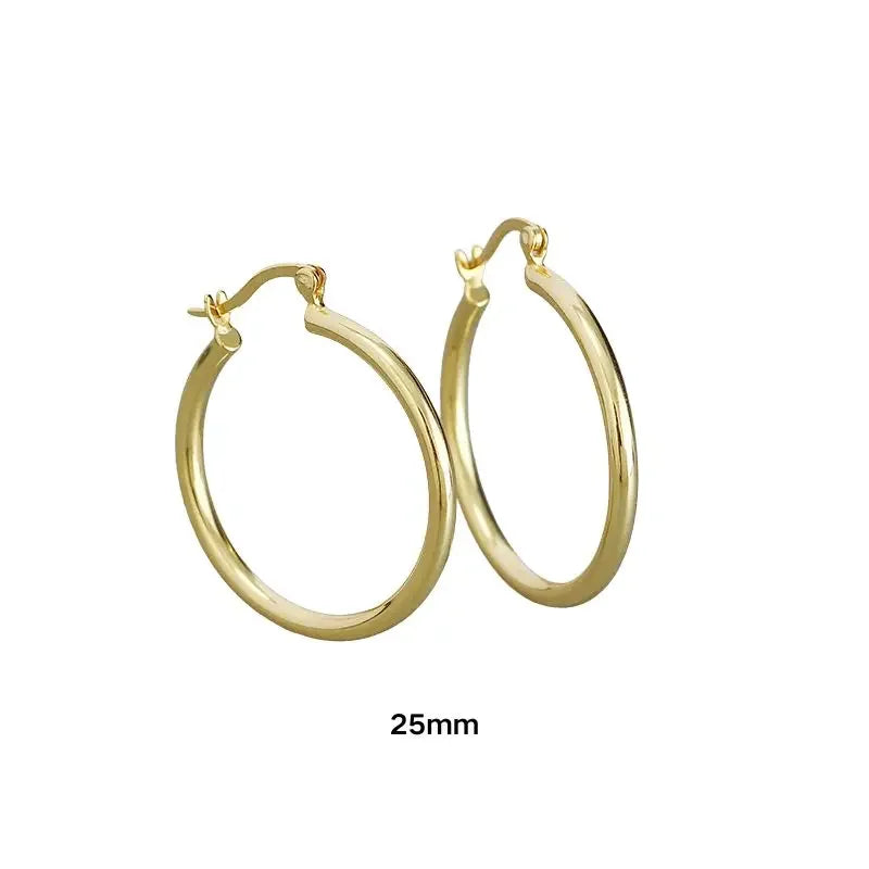 925 Sterling Silver 6mm 8mm 10mm Classic Round Gold Huggie Hoop Earrings for Women Men Tiny Huggie Rock Earrings Jewelry Gifts