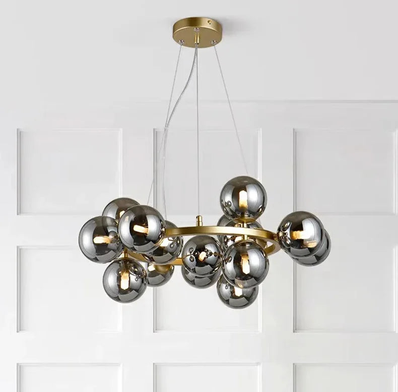 2025 Modern Glass Bubble Pendant Lamp Round Chandelier Light Fixture for Living Room Dining Room Bedroom Kitchen