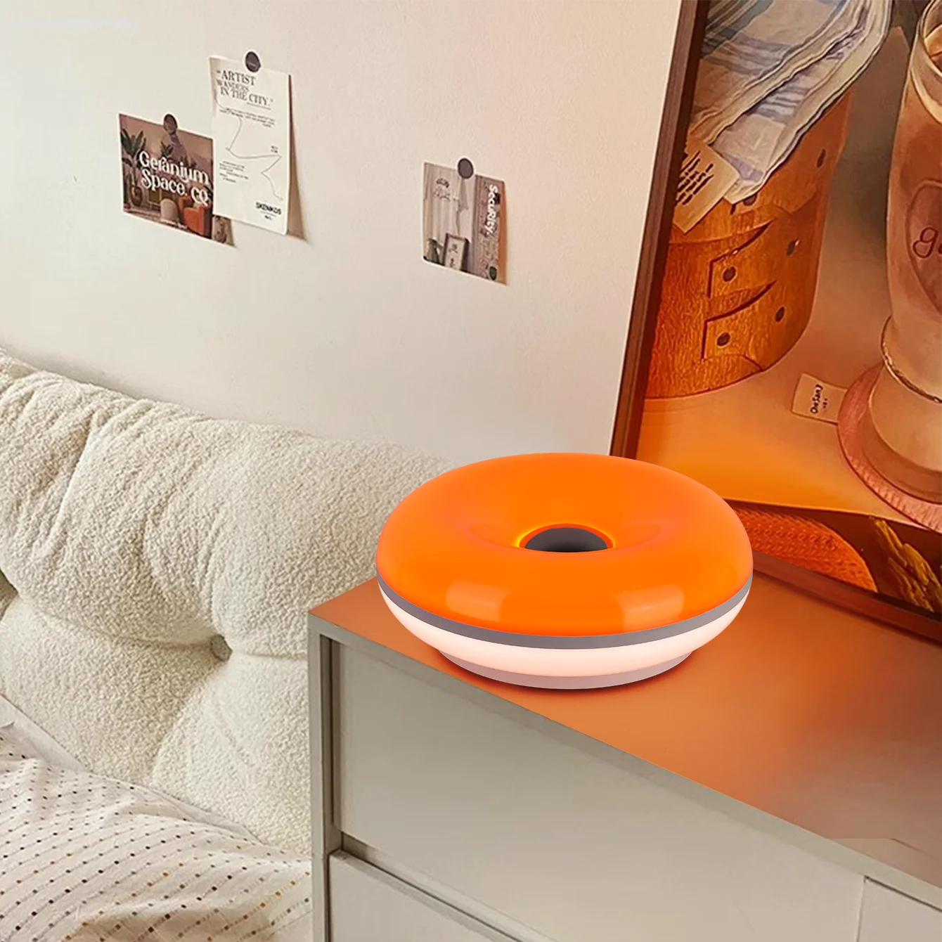Bauhaus table lamp USB plug bedroom bedside lamp living room dining room decoration donut ambient light(Not glass)