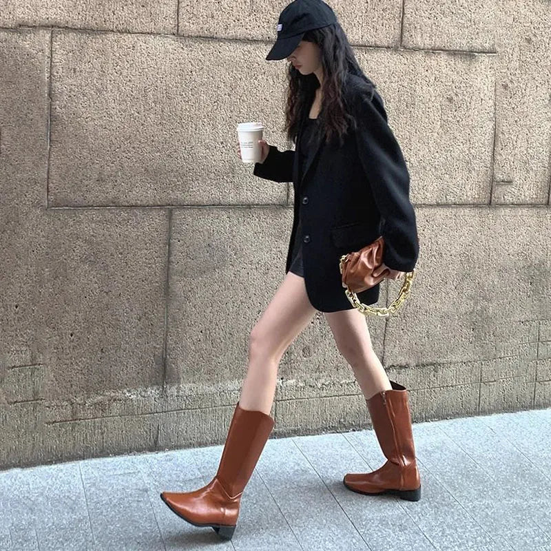 Autumn Winter Black Blazers for Women Fashion Streetwear Single-Breasted Small Suit Jacket Casual Loose Long Sleeve Outerwear