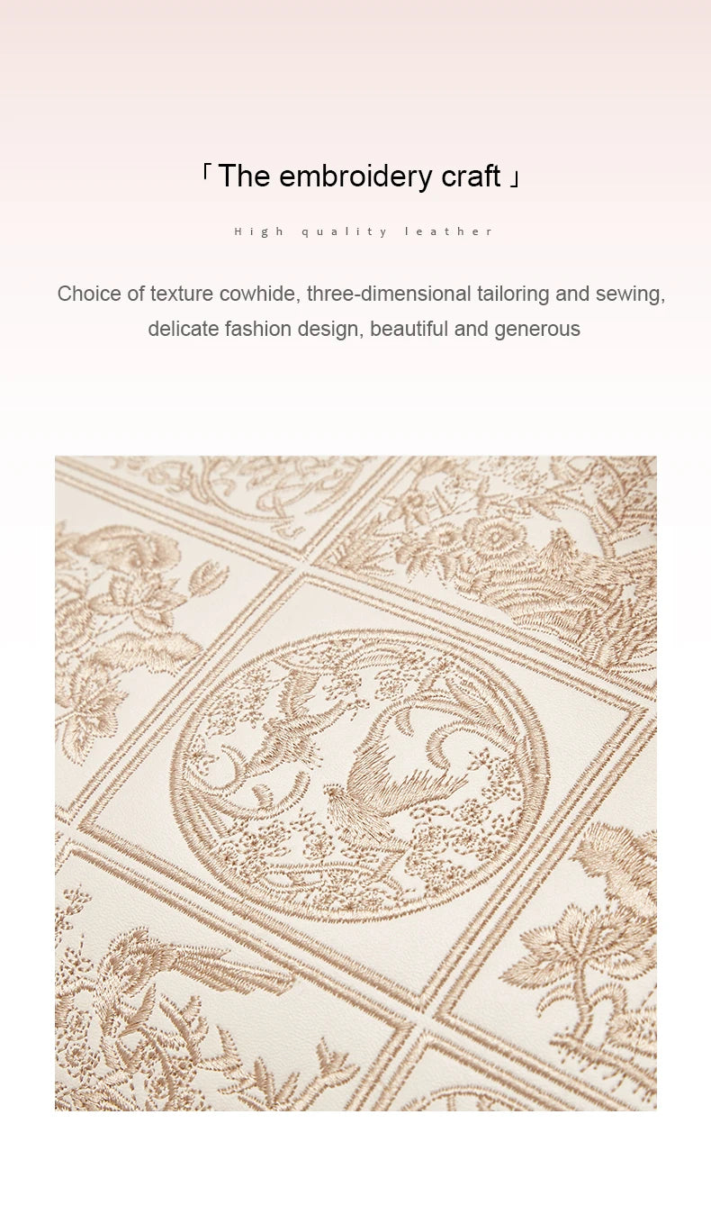 FOXER Split Leather 2025 Autumn Winter New Large Tote Handbag Women's Shoulder Bag Chinese Classic Embroidery Best Gift for Mom