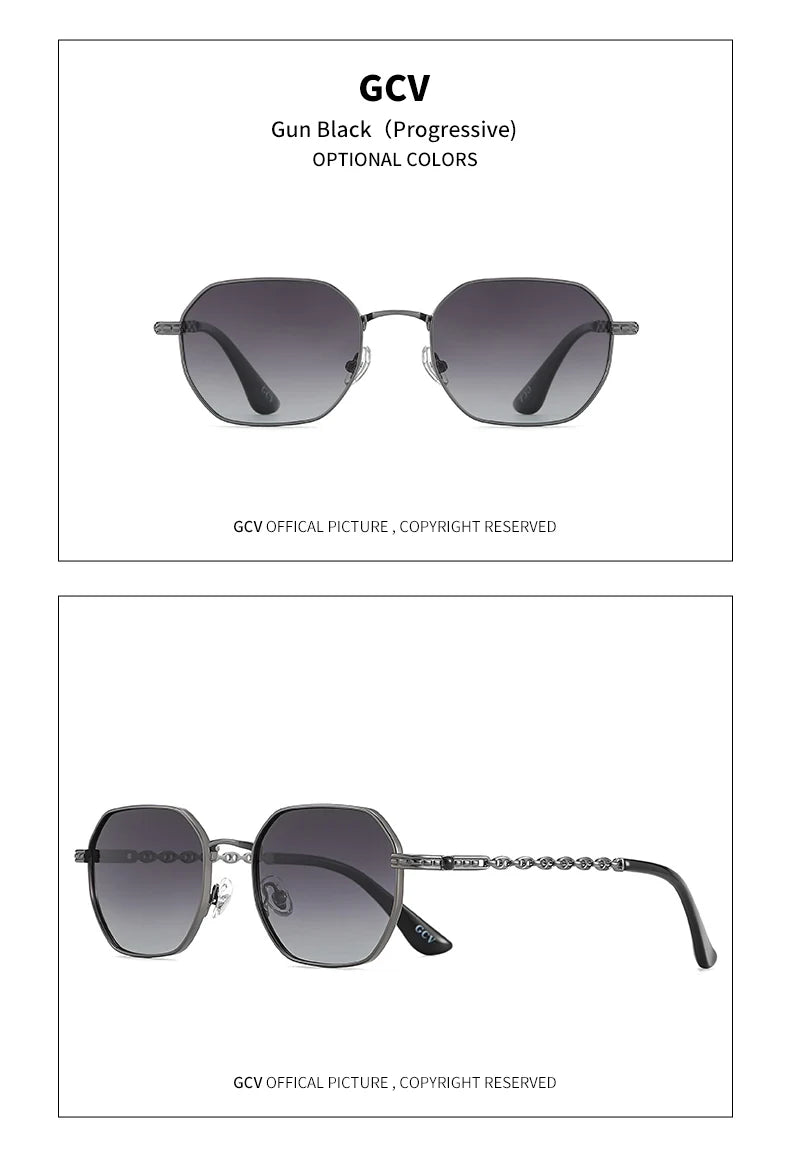 GCV brand classic retro women's rectangular square metal frame glasses, sunglasses, Polaroid lenses,Box Oculos De Sol Gafas
