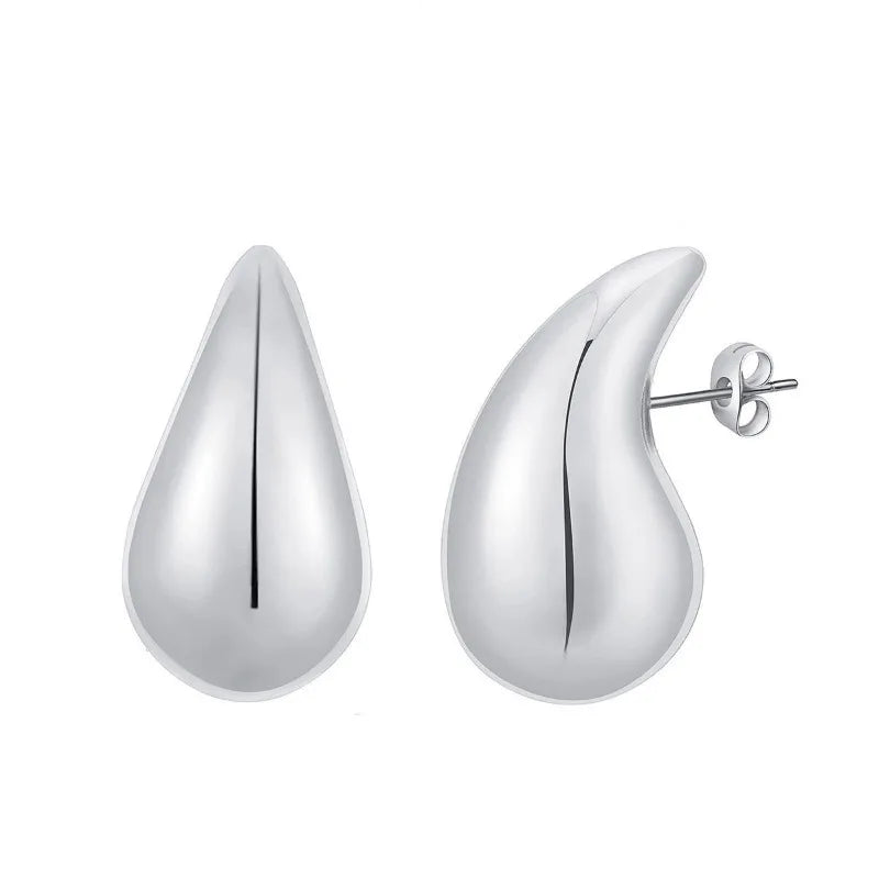 2024 New Trendy Plate Gold Color Chunky Waterdrop Dupes Drop Earrings for Women Personality Glossy Teardrop Earring Jewelry Gift