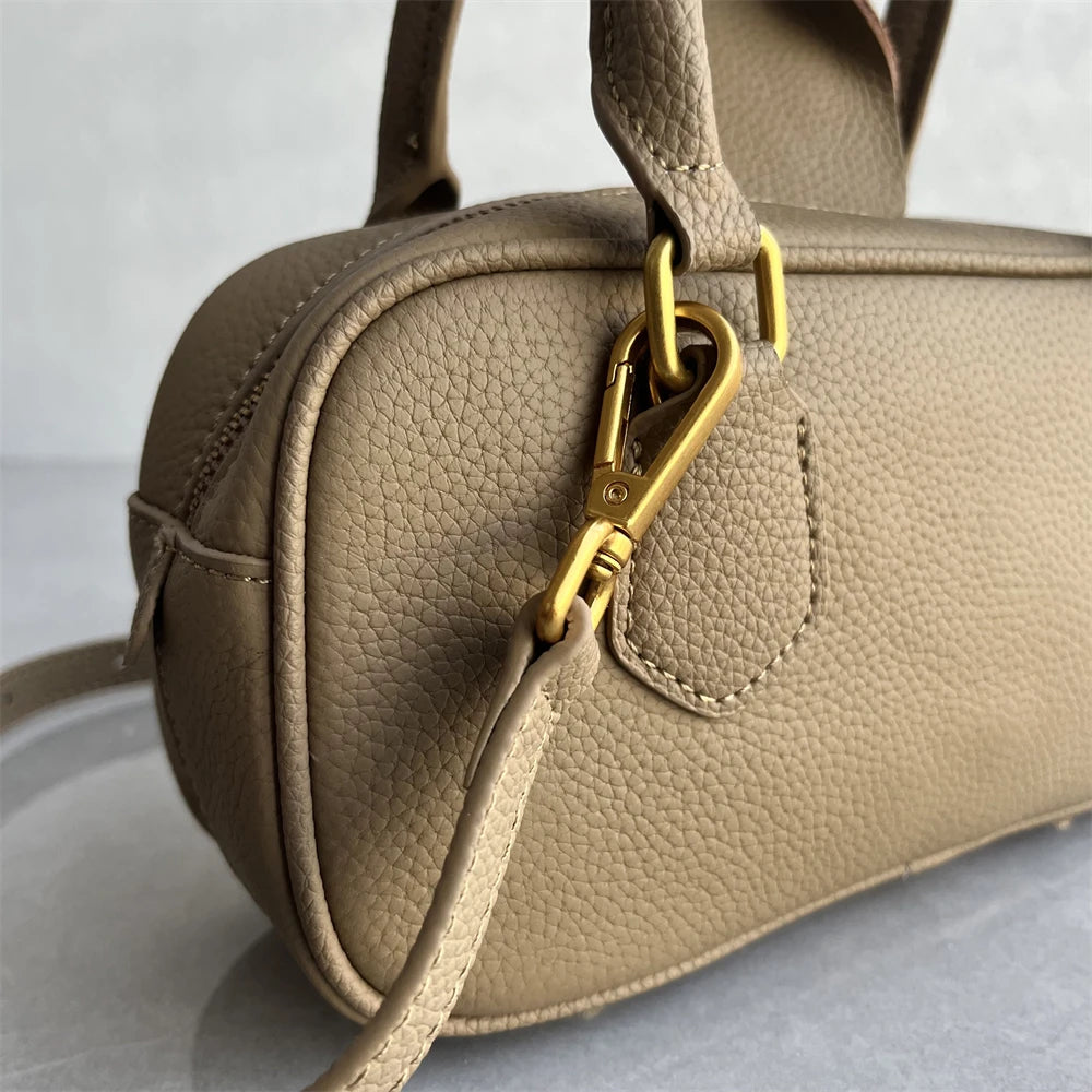 High-Quali Top-Layer Cowhide Leather Boston Sle Women's Handbag Faionable oulder Crossbody Bag with Quali Texture