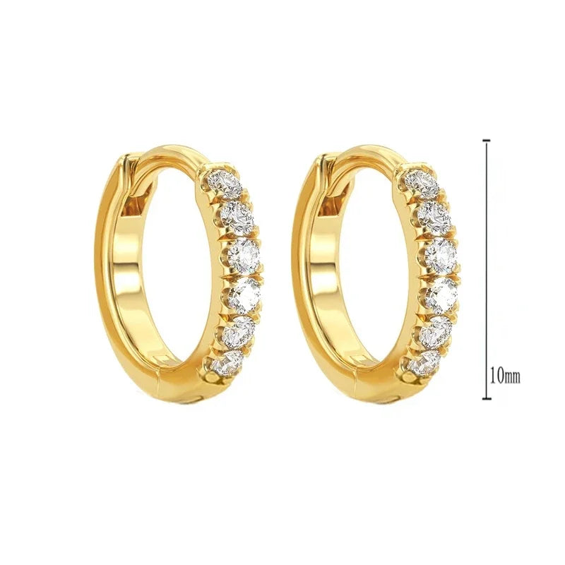 925 Sterling Silver 6mm 8mm 10mm Classic Round Gold Huggie Hoop Earrings for Women Men Tiny Huggie Rock Earrings Jewelry Gifts